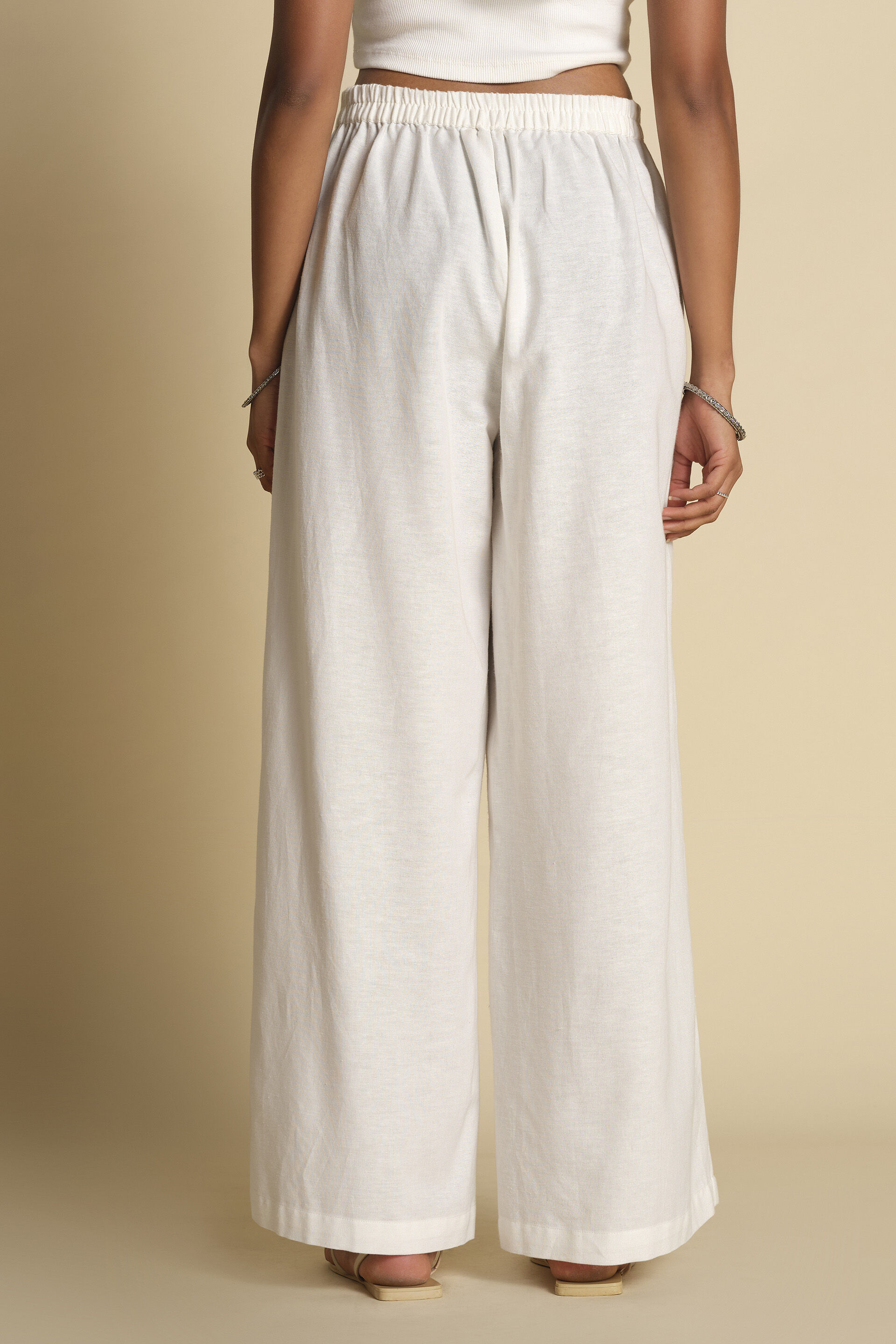 Versatile Straight Fit White Pants, White, image 3